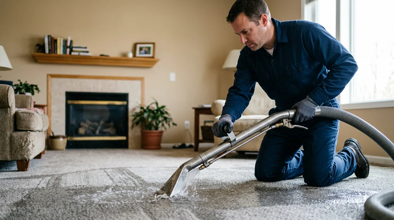 Water damage restoration technician working near Rochester, MI